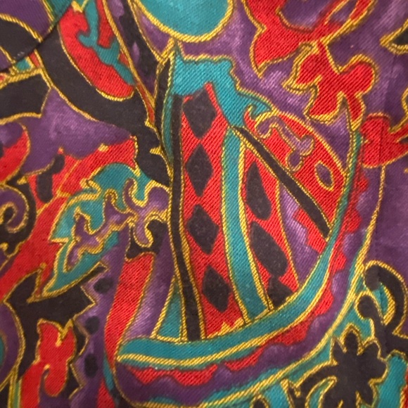Geiger  Vintage Womens 2 Pc Set Shirt & Skirt  / Green Red   Purple Print / 38 - Picture 13 of 16